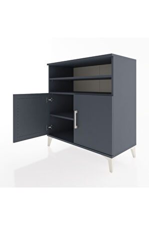 Hyperion Şifonyer 3 Raflı 2 Kapaklı 88x44x96 Antrasit-Antrasit