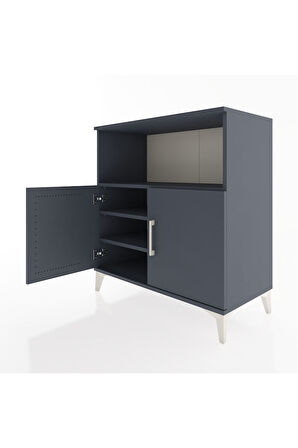 Hyperion Şifonyer 3 Raflı 2 Kapaklı 88x44x96 Antrasit-Antrasit