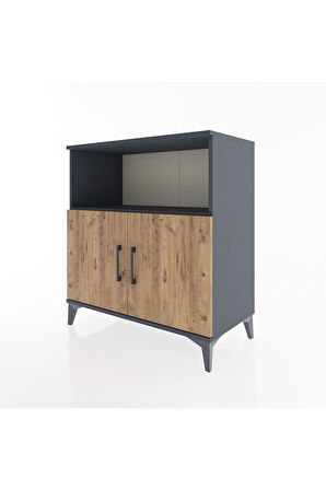 Hyperion Şifonyer 3 Raflı 2 Kapaklı 88x44x96 Antrasit-Çam