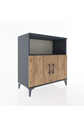 Hyperion Şifonyer Tek Raflı 2 Kapaklı 88x44x96 Antrasit-Çam