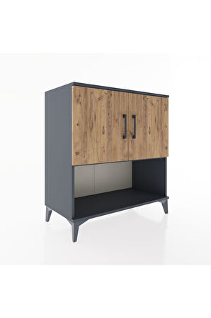 Hyperion Şifonyer 2 Raflı 2 Kapaklı 88x44x96 Antrasit-Çam