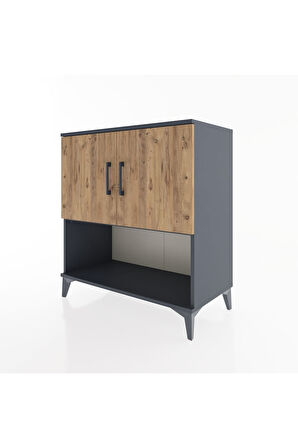 Hyperion Şifonyer Tek Raflı 2 Kapaklı 88x44x96 Antrasit-Çam