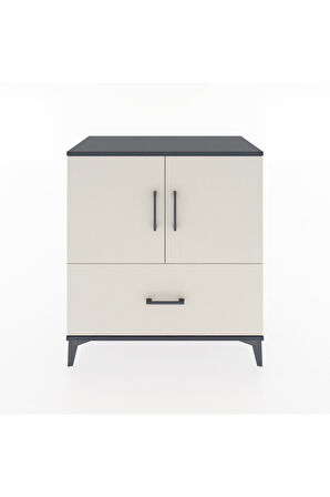 Hyperion Şifonyer 3 Raflı Tek Çekmeceli 2 Kapaklı 88x44x96 Antrasit-Aytaşı