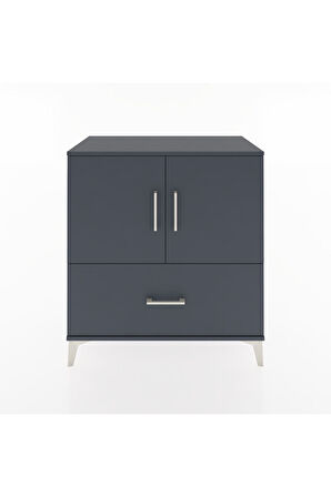 Hyperion Şifonyer 3 Raflı Tek Çekmeceli 2 Kapaklı 88x44x96 Antrasit-Antrasit