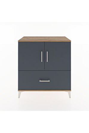 Hyperion Şifonyer 3 Raflı Tek Çekmeceli 2 Kapaklı 88x44x96 Çam-Antrasit