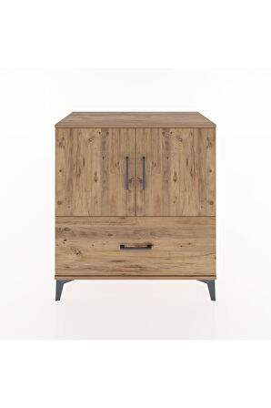 Hyperion Şifonyer 3 Raflı Tek Çekmeceli 2 Kapaklı 88x44x96 Çam-Çam