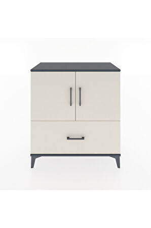 Hyperion Şifonyer 2 Raflı Tek Çekmeceli 2 Kapaklı 88x44x96 Antrasit-Aytaşı