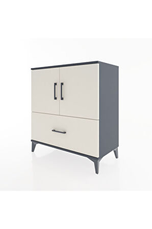 Hyperion Şifonyer 2 Raflı Tek Çekmeceli 2 Kapaklı 88x44x96 Antrasit-Aytaşı