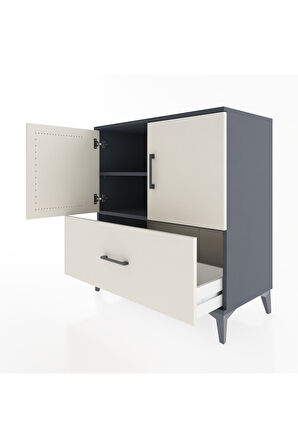 Hyperion Şifonyer 2 Raflı Tek Çekmeceli 2 Kapaklı 88x44x96 Antrasit-Aytaşı