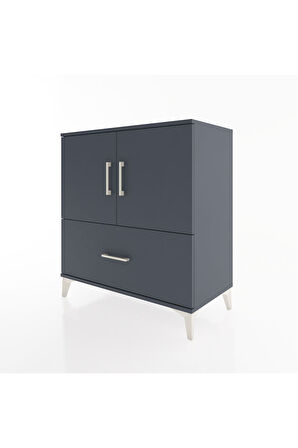 Hyperion Şifonyer 2 Raflı Tek Çekmeceli 2 Kapaklı 88x44x96 Antrasit-Antrasit