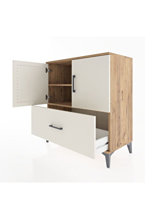 Hyperion Şifonyer 2 Raflı Tek Çekmeceli 2 Kapaklı 88x44x96 Çam-Aytaşı