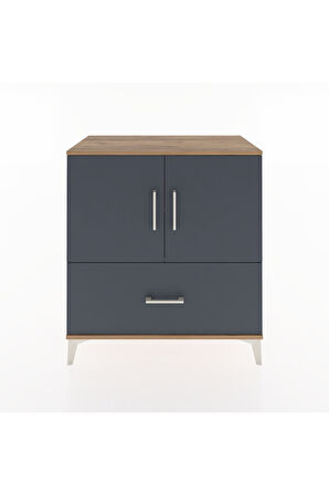 Hyperion Şifonyer 2 Raflı Tek Çekmeceli 2 Kapaklı 88x44x96 Çam-Antrasit