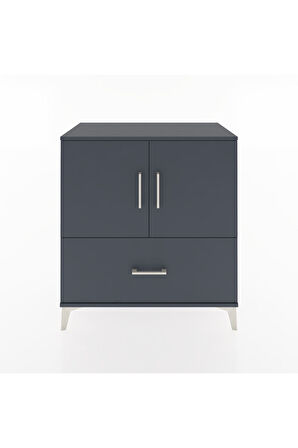 Hyperion Şifonyer Tek Raflı Tek Çekmeceli 2 Kapaklı 88x44x96 Antrasit-Antrasit