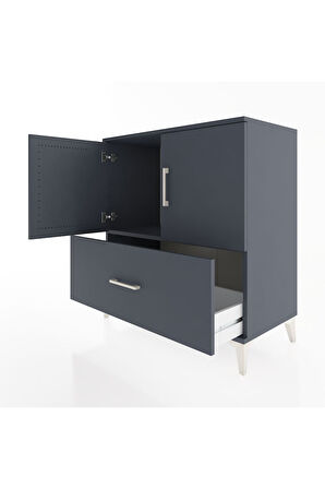 Hyperion Şifonyer Tek Raflı Tek Çekmeceli 2 Kapaklı 88x44x96 Antrasit-Antrasit