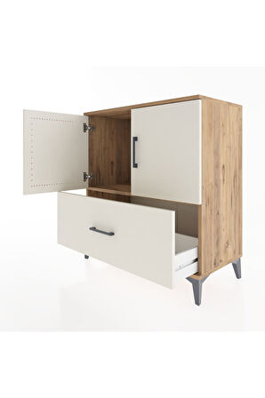 Hyperion Şifonyer Tek Raflı Tek Çekmeceli 2 Kapaklı 88x44x96 Çam-Aytaşı