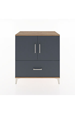 Hyperion Şifonyer Tek Raflı Tek Çekmeceli 2 Kapaklı 88x44x96 Çam-Antrasit