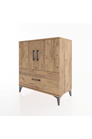 Hyperion Şifonyer Tek Raflı Tek Çekmeceli 2 Kapaklı 88x44x96 Çam-Çam