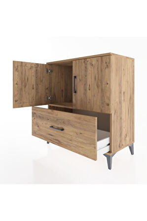 Hyperion Şifonyer Tek Raflı Tek Çekmeceli 2 Kapaklı 88x44x96 Çam-Çam