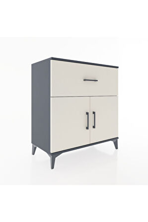 Hyperion Şifonyer 2 Raflı Tek Çekmeceli 2 Kapaklı 88x44x96 Antrasit-Aytaşı