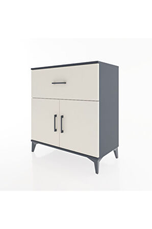 Hyperion Şifonyer 2 Raflı Tek Çekmeceli 2 Kapaklı 88x44x96 Antrasit-Aytaşı