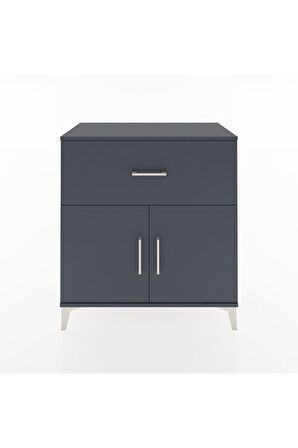 Hyperion Şifonyer 2 Raflı Tek Çekmeceli 2 Kapaklı 88x44x96 Antrasit-Antrasit