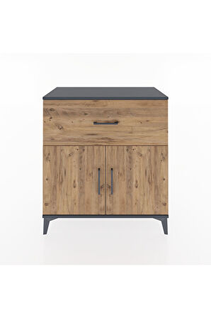 Hyperion Şifonyer 2 Raflı Tek Çekmeceli 2 Kapaklı 88x44x96 Antrasit-Çam