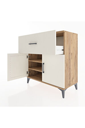 Hyperion Şifonyer 2 Raflı Tek Çekmeceli 2 Kapaklı 88x44x96 Çam-Aytaşı