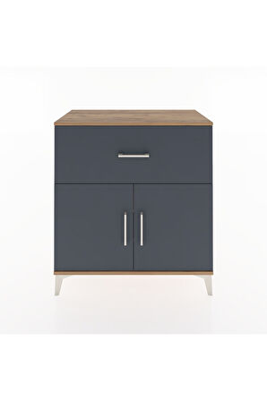 Hyperion Şifonyer 2 Raflı Tek Çekmeceli 2 Kapaklı 88x44x96 Çam-Antrasit