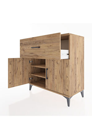 Hyperion Şifonyer 2 Raflı Tek Çekmeceli 2 Kapaklı 88x44x96 Çam-Çam