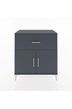 Hyperion Şifonyer Tek Raflı Tek Çekmeceli 2 Kapaklı 88x44x96 Antrasit-Antrasit