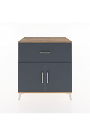 Hyperion Şifonyer Tek Raflı Tek Çekmeceli 2 Kapaklı 88x44x96 Çam-Antrasit