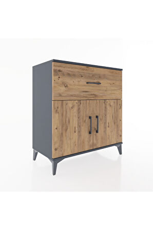 Hyperion Şifonyer Tek Çekmeceli 2 Kapaklı 88x44x96 Antrasit-Çam