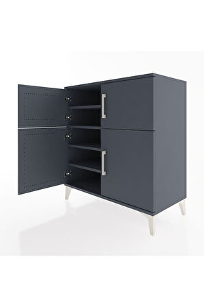 Hyperion Şifonyer 4 Raflı 4 Kapaklı 88x44x96 Antrasit-Antrasit
