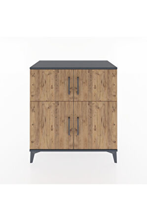 Hyperion Şifonyer 4 Raflı 4 Kapaklı 88x44x96 Antrasit-Çam