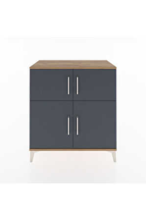 Hyperion Şifonyer 4 Raflı 4 Kapaklı 88x44x96 Çam-Antrasit