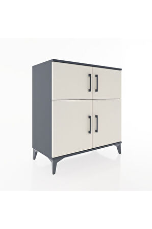 Hyperion Şifonyer 3 Raflı 4 Kapaklı 88x44x96 Antrasit-Aytaşı