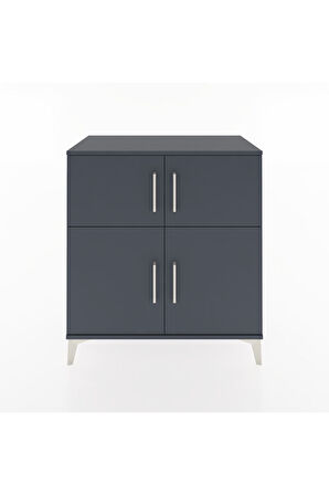 Hyperion Şifonyer 3 Raflı 4 Kapaklı 88x44x96 Antrasit-Antrasit