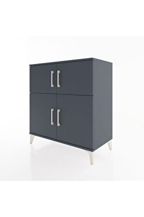 Hyperion Şifonyer 3 Raflı 4 Kapaklı 88x44x96 Antrasit-Antrasit