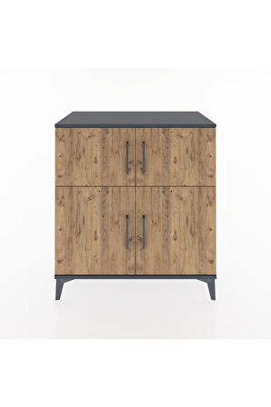 Hyperion Şifonyer 3 Raflı 4 Kapaklı 88x44x96 Antrasit-Çam