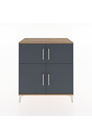 Hyperion Şifonyer 3 Raflı 4 Kapaklı 88x44x96 Çam-Antrasit