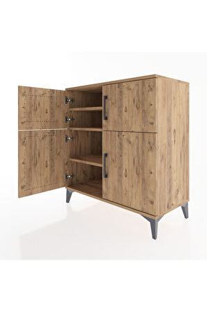 Hyperion Şifonyer 3 Raflı 4 Kapaklı 88x44x96 Çam-Çam