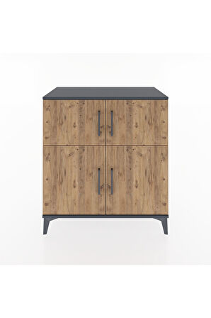 Hyperion Şifonyer 2 Raflı 4 Kapaklı 88x44x96 Antrasit-Çam