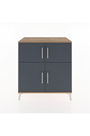 Hyperion Şifonyer 2 Raflı 4 Kapaklı 88x44x96 Çam-Antrasit