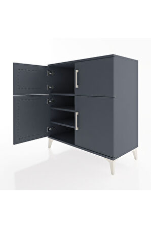 Hyperion Şifonyer 3 Raflı 4 Kapaklı 88x44x96 Antrasit-Antrasit
