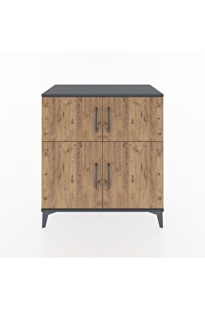 Hyperion Şifonyer 3 Raflı 4 Kapaklı 88x44x96 Antrasit-Çam