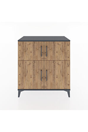 Hyperion Şifonyer 2 Raflı 4 Kapaklı 88x44x96 Antrasit-Çam