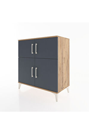 Hyperion Şifonyer 2 Raflı 4 Kapaklı 88x44x96 Çam-Antrasit