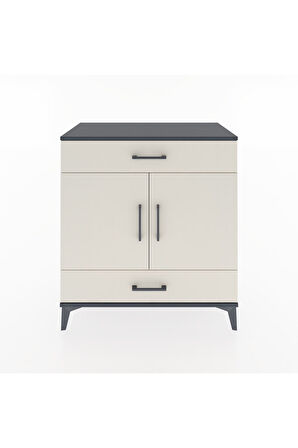 Hyperion Şifonyer 3 Raflı 2 Çekmeceli 2 Kapaklı 88x44x96 Antrasit-Aytaşı