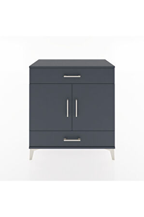 Hyperion Şifonyer 3 Raflı 2 Çekmeceli 2 Kapaklı 88x44x96 Antrasit-Antrasit