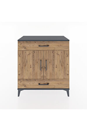 Hyperion Şifonyer 2 Raflı 2 Çekmeceli 2 Kapaklı 88x44x96 Antrasit-Çam